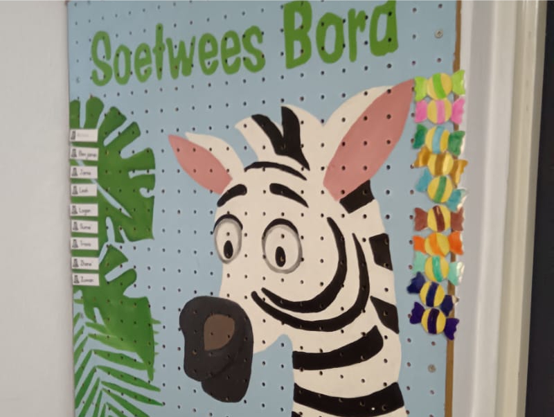 Zebra-soet-wees-bord